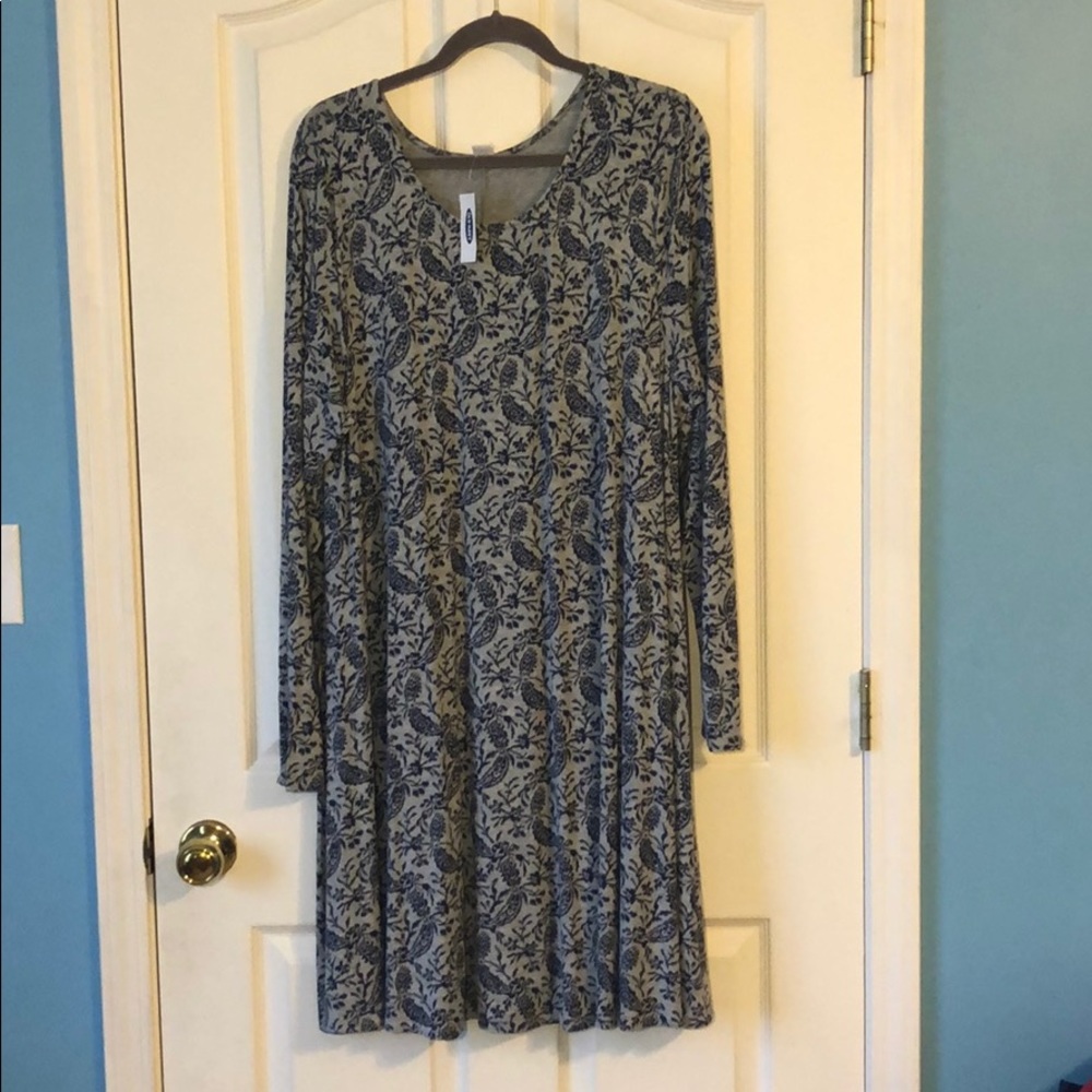 Old navy long sleeve navy and gray xxl swing dress